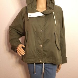 Zara Woman Olive Green Hooded Wind/Rain Coat